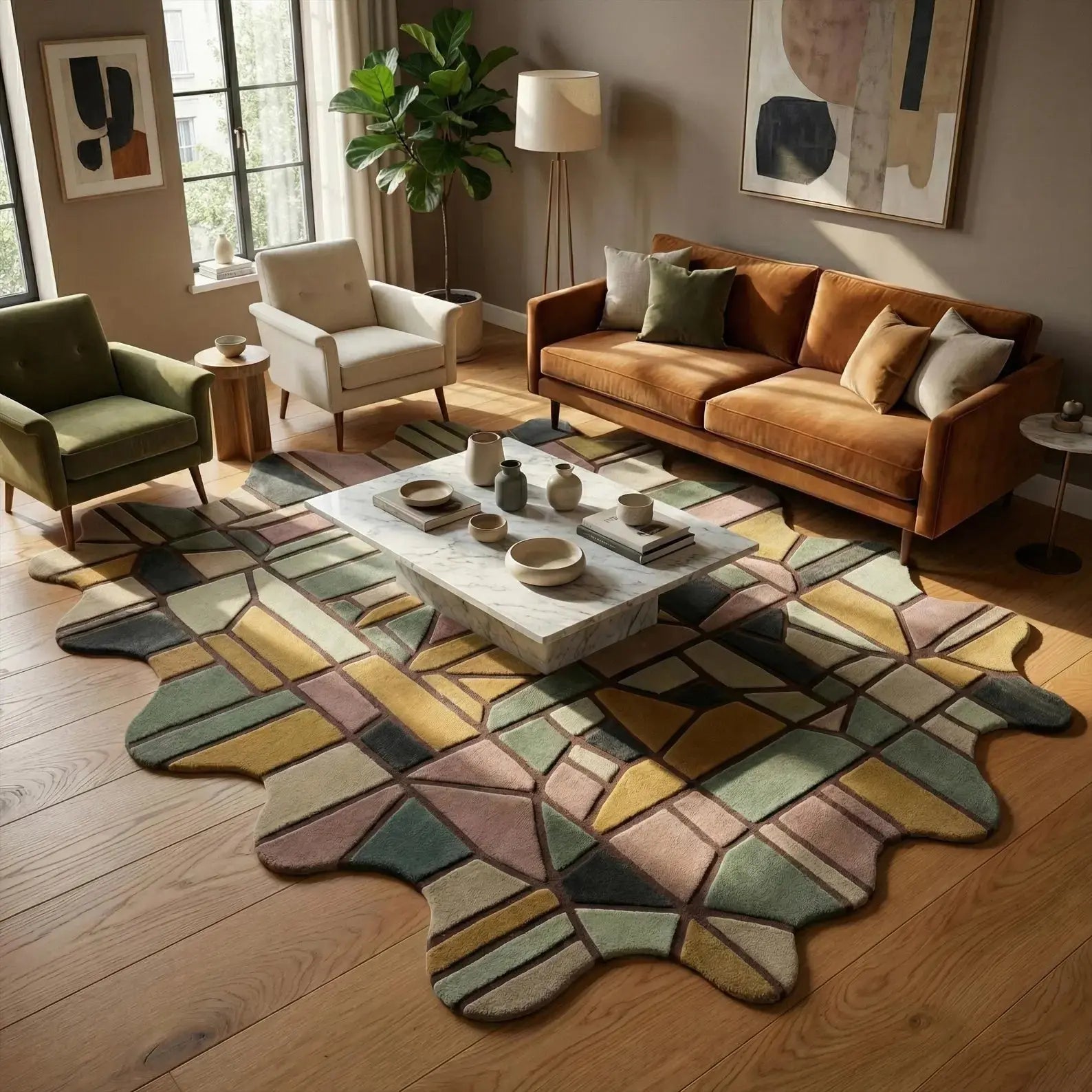 Irregular Colorful Geometric Carpet & Rug