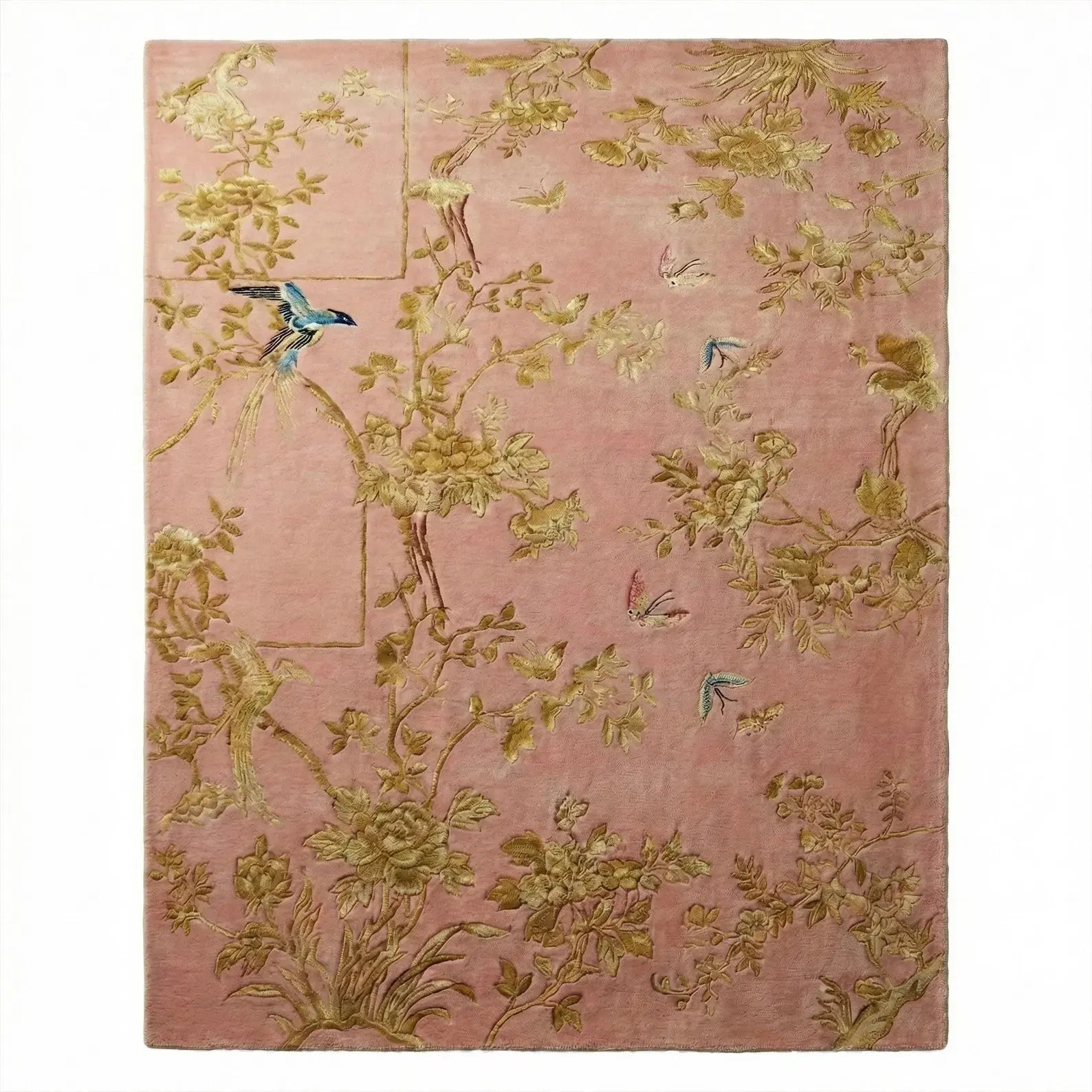 Nature Inspired Pink Gold  Floral Carpet & Rug Rugverse