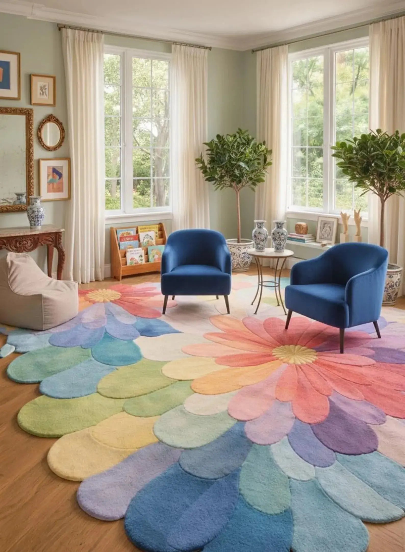 Colorful Floral Statement Carpet & Rug Rugverse