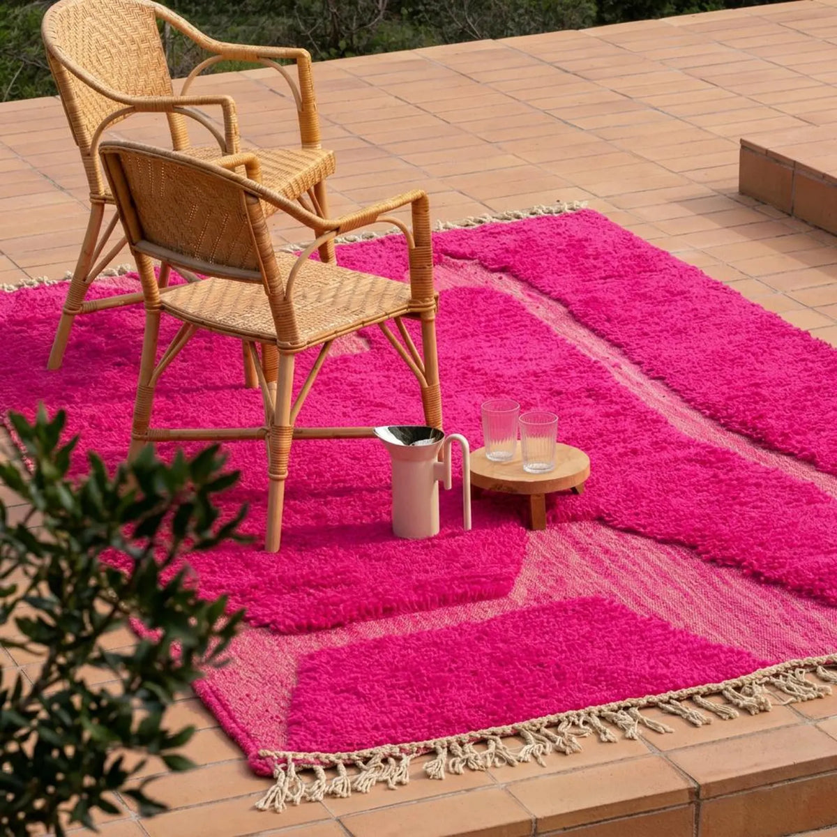Moroccan Hot Pink Carpet – hand knotted wool carpet, handmade in India | Hand Knotted Carpets by Rugverse (view 11)