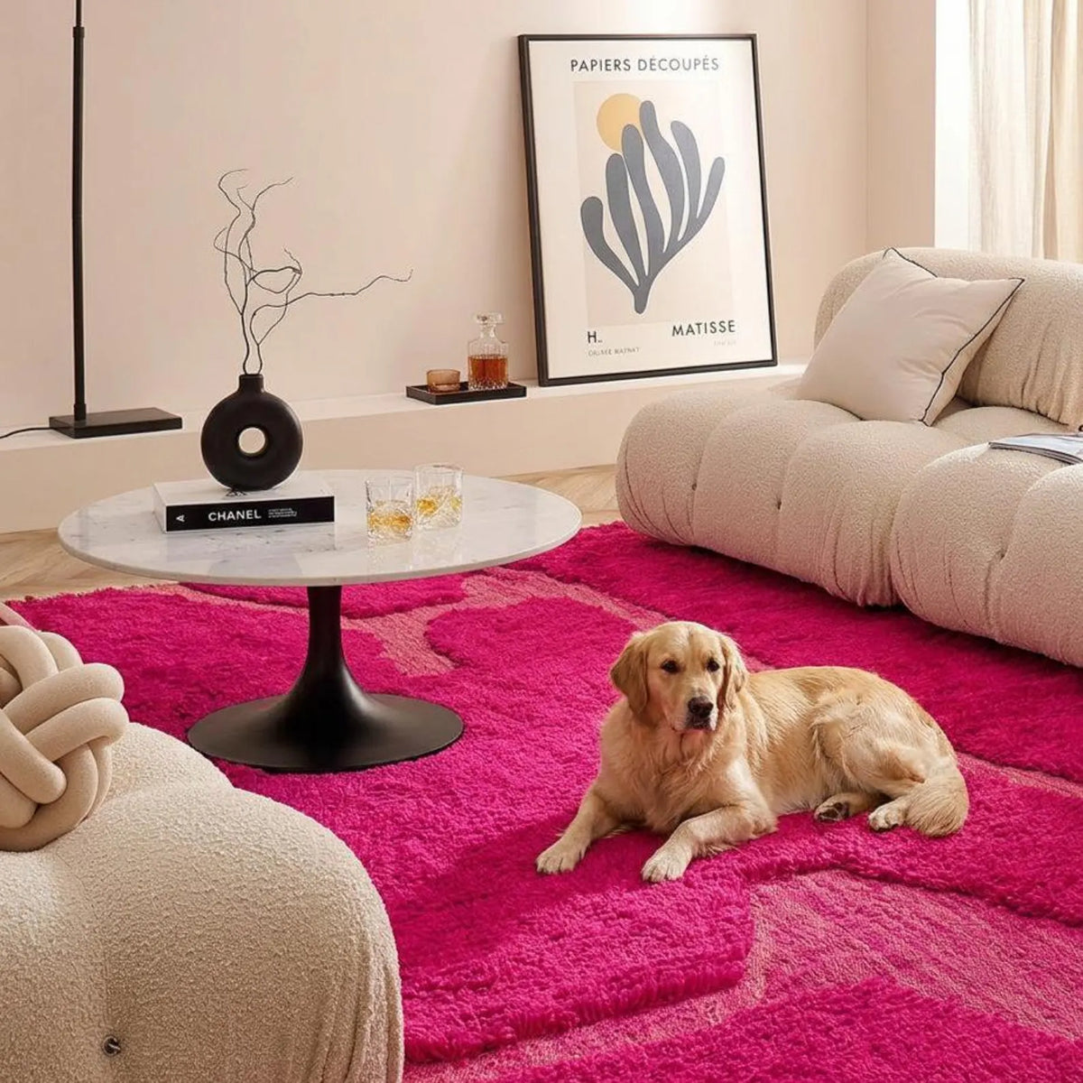 Moroccan Hot Pink Carpet – hand knotted wool carpet, handmade in India | Hand Knotted Carpets by Rugverse (view 5)