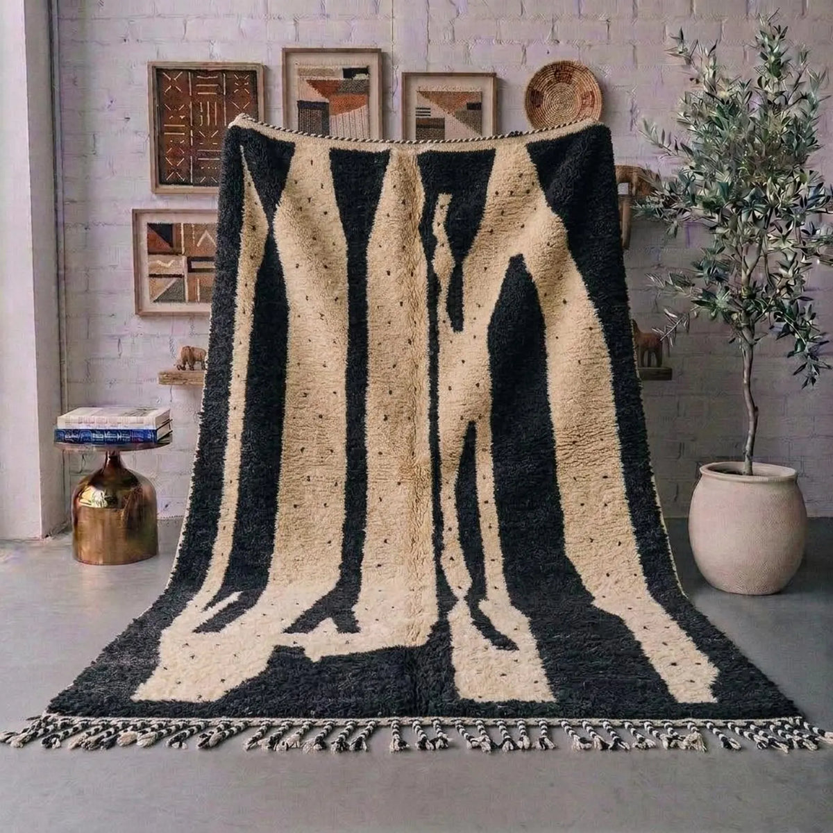 Black Ivory Moroccan Carpet – hand knotted wool carpet, handmade in India | Hand Knotted Carpets by Rugverse (view 6)