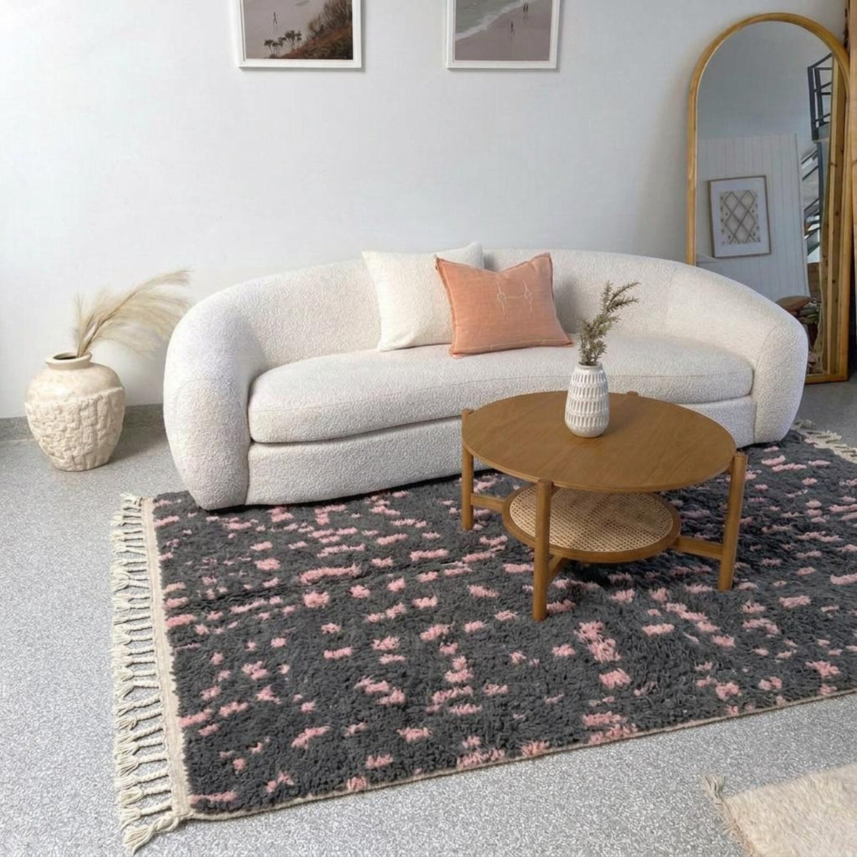 Charcoal Gray Pink Carpet – hand knotted wool carpet, handmade in India | Hand Knotted Carpets by Rugverse (view 6)