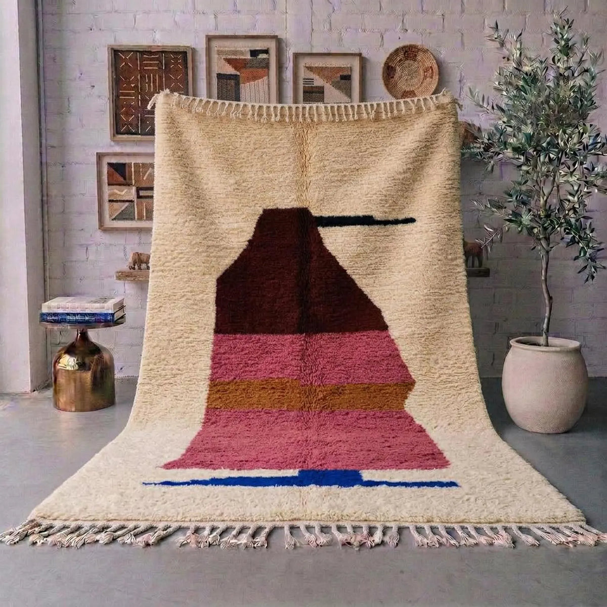Burgundy Pink Moroccan Carpet – hand knotted wool carpet, handmade in India | Hand Knotted Carpets by Rugverse (view 10)