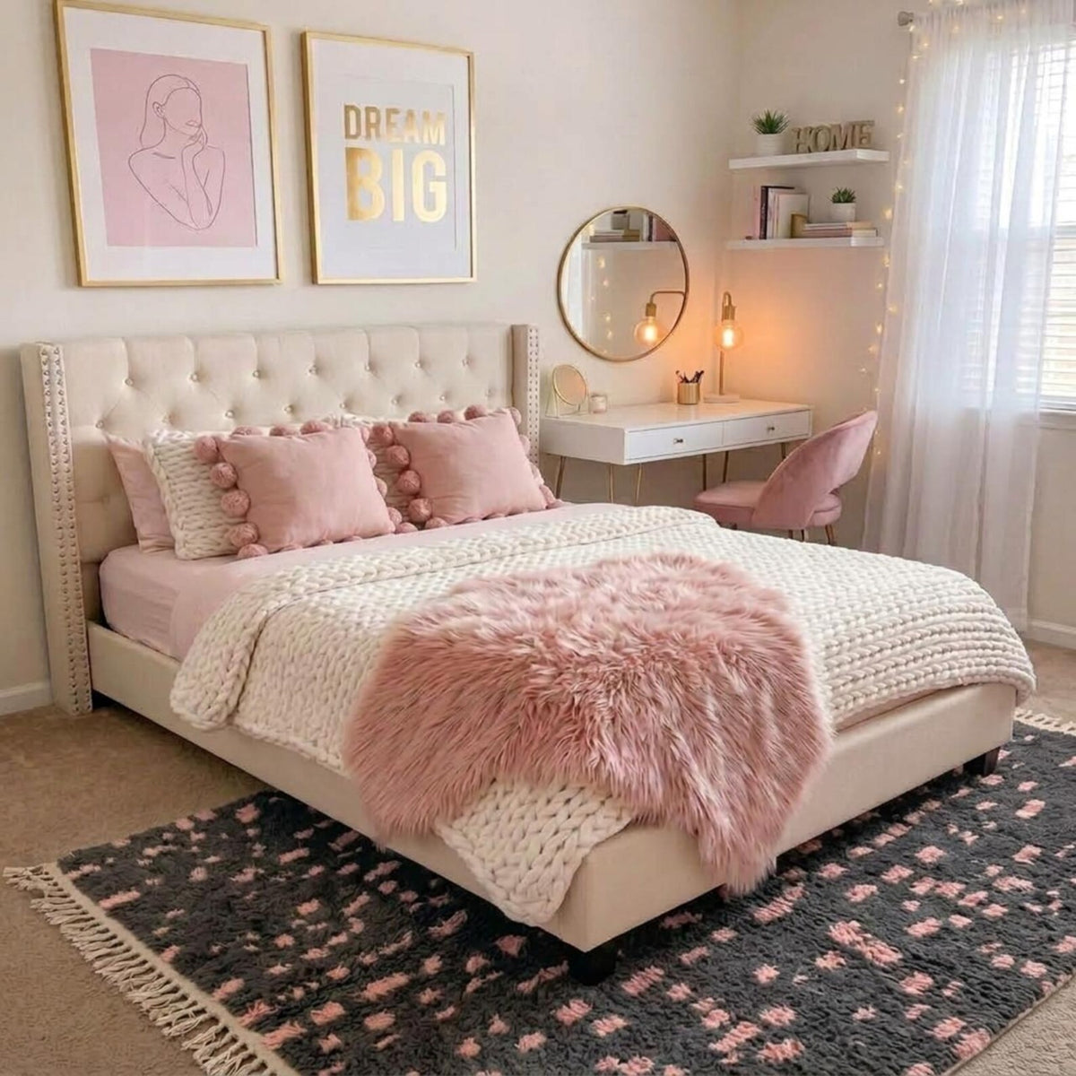 Charcoal Gray Pink Carpet – hand knotted wool carpet, handmade in India | Hand Knotted Carpets by Rugverse (view 12)