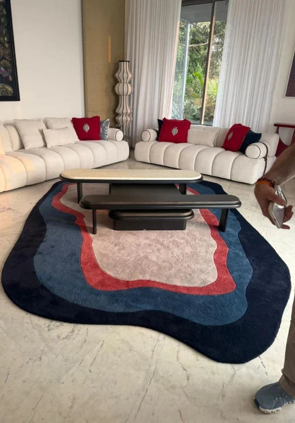 Azure Contour Handmade Tufted Wool Area Rug Carpet