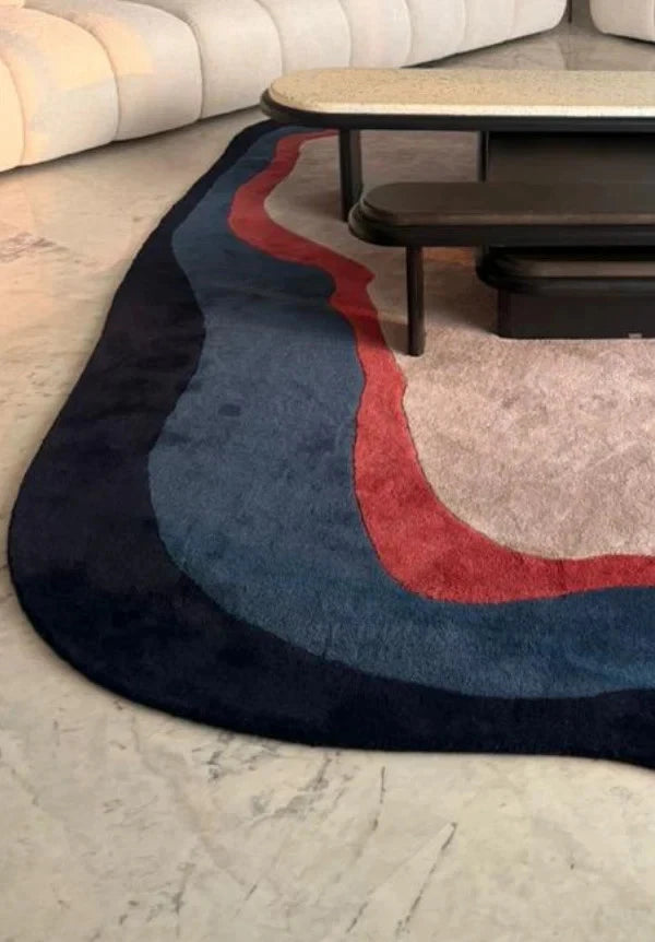 Azure Contour Handmade Tufted Wool Area Rug Carpet