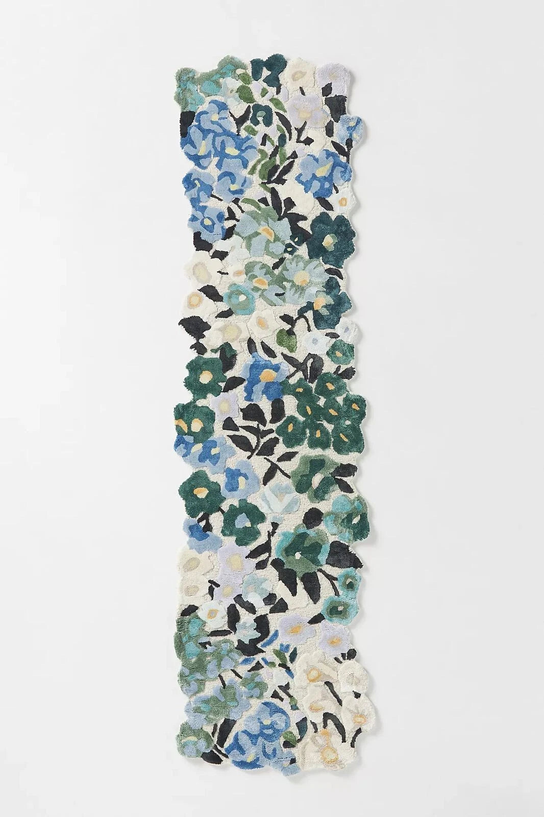 Cassia Blue Green Floral Hand-Tufted wool and viscose Area Rug Carpet