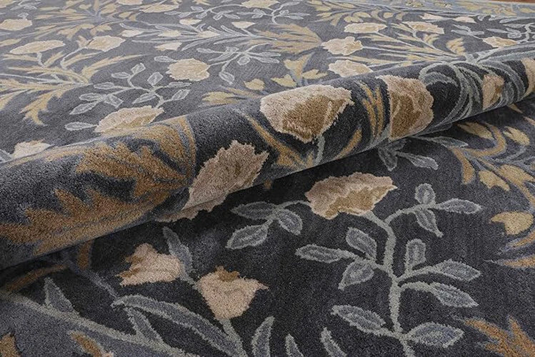 Adeline Floral Traditional Hand-Tufted Blue Wool Area Rug Handmade Carpet For Decor