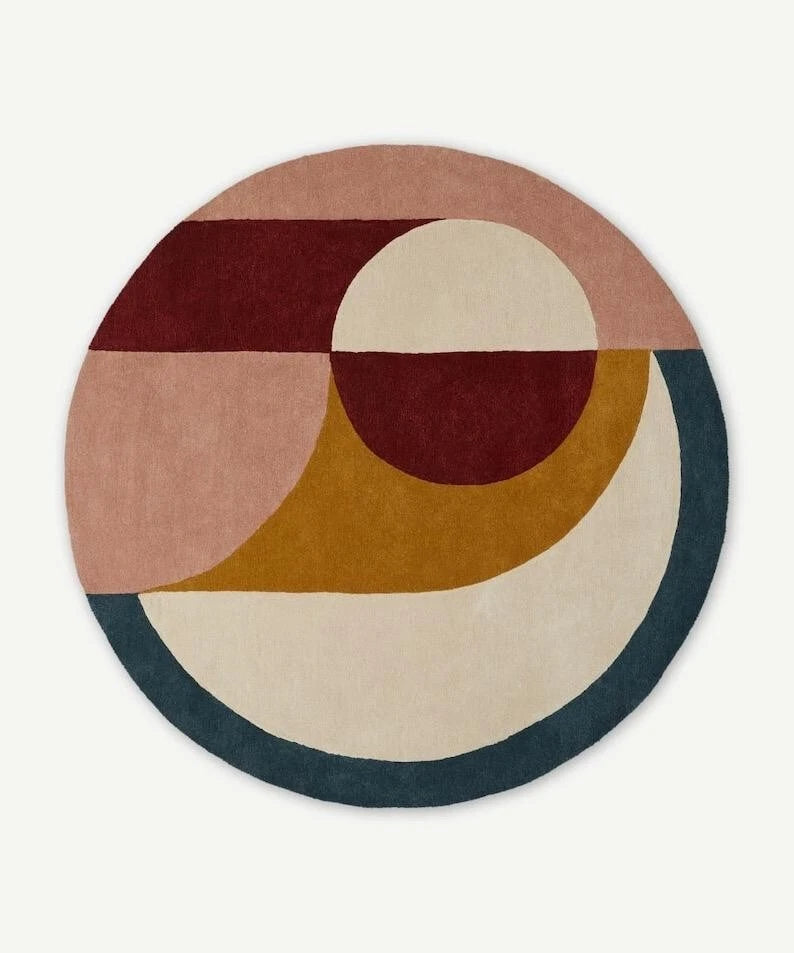 Bascome Round Hand Tufted Modern Wool Area Rug Carpet