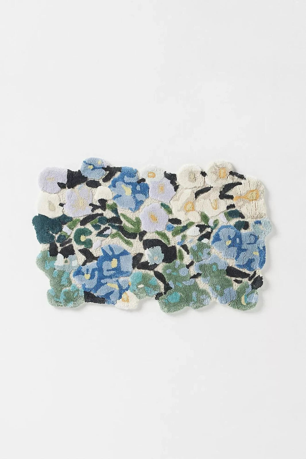 Cassia Blue Green Floral Hand-Tufted wool and viscose Area Rug Carpet