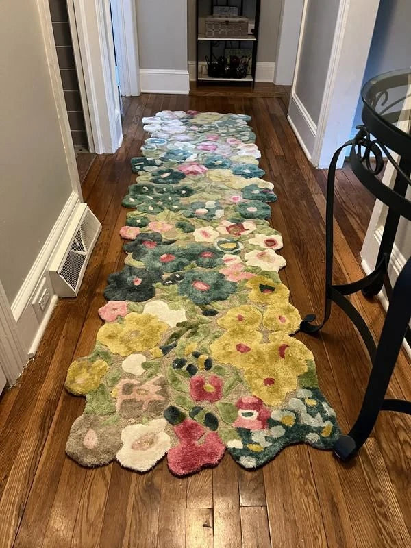Cassia Yellow Floral Hand-Tufted wool and viscose Area Rug Carpet
